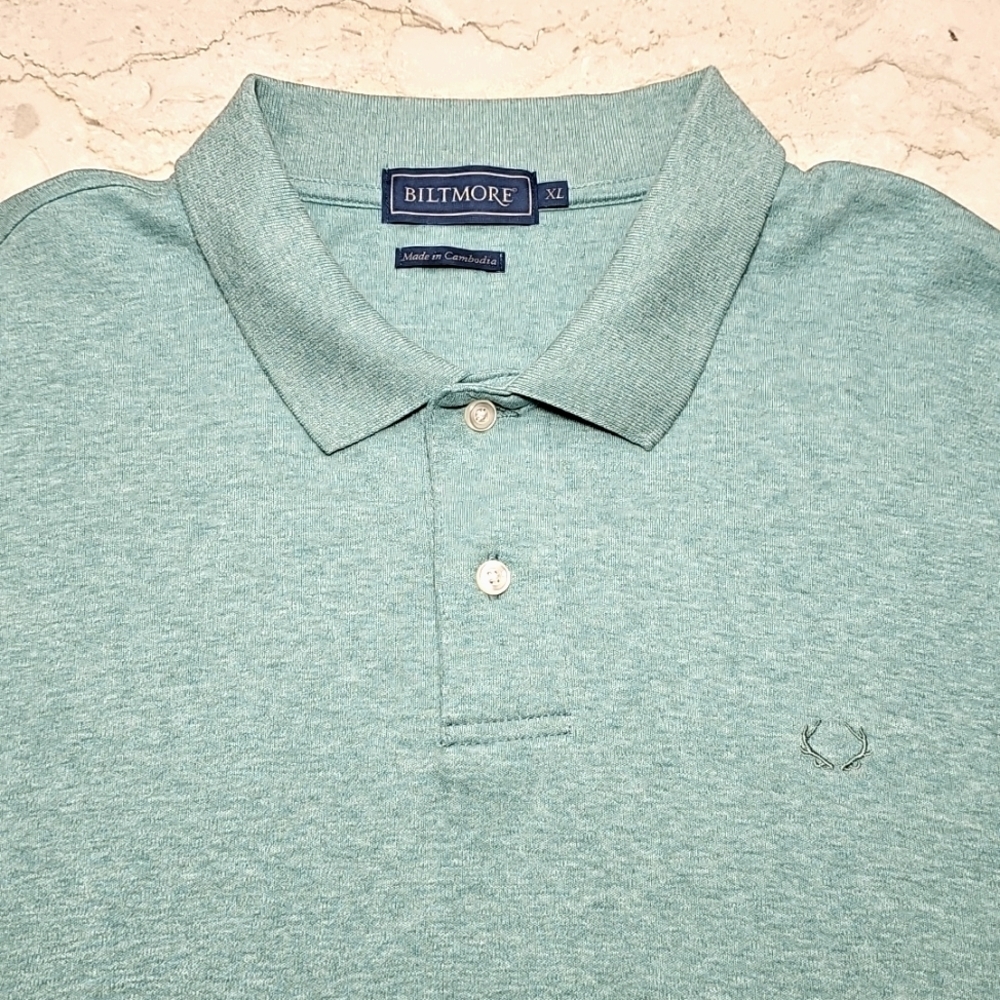 Biltmore Mens Teal Blue Short Sleeve Cotton Polo Shirt Size XL